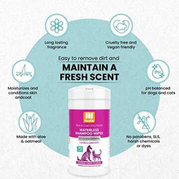 Nootie Waterless Shampoo Wipes for Dogs & Cats 70 Count