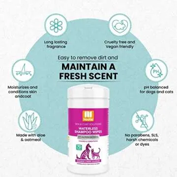 Nootie Waterless Shampoo Wipes for Dogs & Cats 70 Count