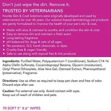 Nootie Waterless Shampoo Wipes for Dogs & Cats 70 Count