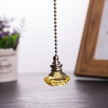 LONGSHENG Ceiling Fan Pull Chain Set - 2 pieces Yellow Diamond Fan Pull Chains 20 Inch Ceiling Fan C...