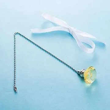 LONGSHENG Ceiling Fan Pull Chain Set - 2 pieces Yellow Diamond Fan Pull Chains 20 Inch Ceiling Fan Chain Extender with Chain Connector Home Wedding Decor Ornament Pendant