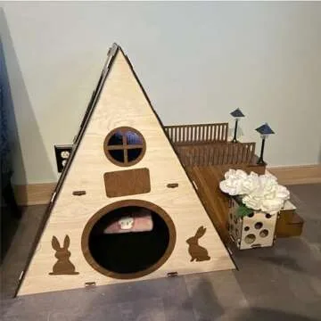 Tnstbiee Large Modern Wooden Rabbit Castle House Hutch