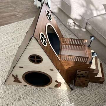 Tnstbiee Large Modern Wooden Rabbit Castle House Hutch