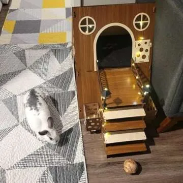 Tnstbiee Large Modern Wooden Rabbit Castle House Hutch