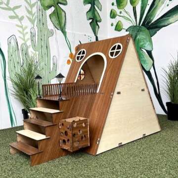 Tnstbiee Large Modern Wooden Rabbit Castle House Hutch
