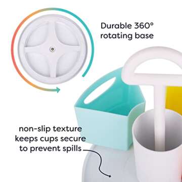 ALBEN Lazy Susan Kids Desk Organizer: Rotating Art Supply Organizer & Crayon Holder Organizer for Kids - 360 Degrees Rotation for School & Craft Supplies - Perfect for Classroom & Homeschool Use