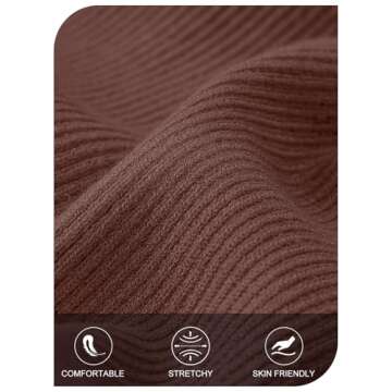 MEROKEETY Women's 2024 Fall Long Sleeve Sweater Dress Square Neck Ribbed Knit Bodycon Long Maxi Dresses, Coffee, X-Large