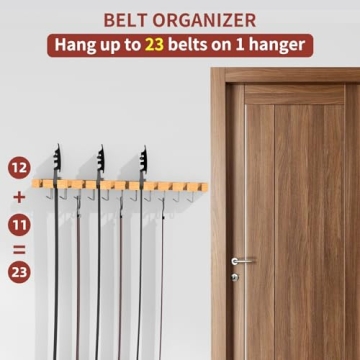 Max 42 Belts Wooden Closet Belt Hanger Organizer