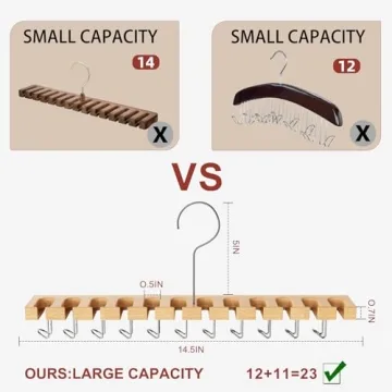 Max 42 Belts Wooden Closet Belt Hanger Organizer