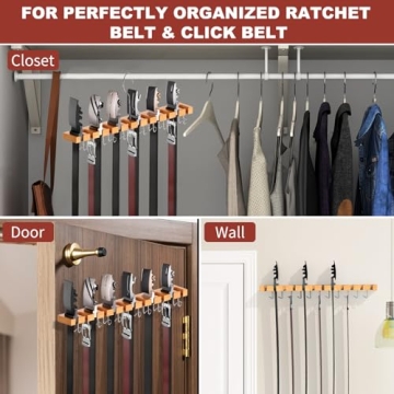 Max 42 Belts Wooden Closet Belt Hanger Organizer