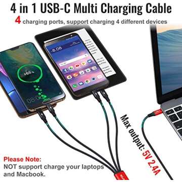 CHAFON USB C to Multi Charging Cable,4 in 1 Charger Cord Nylon Braided Adapter with Type C/Micro USB Compatible with Cell Phones/Tablets/Galaxy/Google Pixel/Sony/LG/Amazon fire/Camera(4FT/2 Pack)
