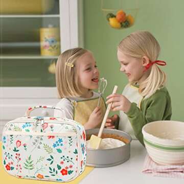 Kids Lunch Box Boys Girls Insulated Lunch Cooler Bag Reusable Lunch Tote Kit for School Travel(Flowe...