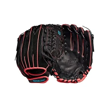 Wilson 2022 A440 Flash 12" Fastpitch Outfield Glove in Black/Pink/Tropical Blue