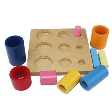 Montessori Three Cylindrical Ladder Early Learning Cognitive Montessori Circular Ladder Montessori Toys for Toddlers Montessori Different Circles and Cylinders