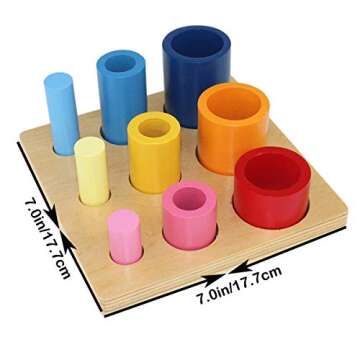 Montessori Three Cylindrical Ladder Early Learning Cognitive Montessori Circular Ladder Montessori Toys for Toddlers Montessori Different Circles and Cylinders