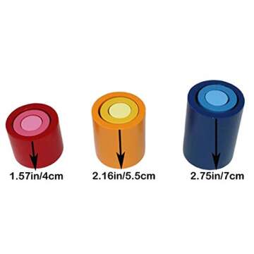 Montessori Three Cylindrical Ladder Early Learning Cognitive Montessori Circular Ladder Montessori Toys for Toddlers Montessori Different Circles and Cylinders