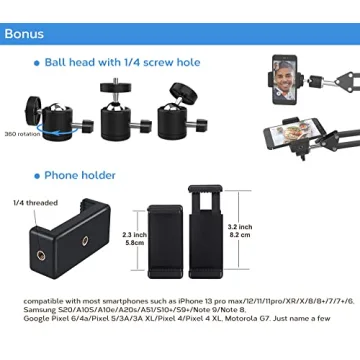 Adjustable Overhead Tripod Mount for Cameras and Phones