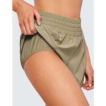 CRZ YOGA High Waisted Running Shorts for Women 4 Inch