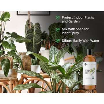 Kate Naturals Neem Oil for Plant Spray. 100% Pure Cold Pressed Neem Concentrate with Azadirachtin (16oz, Safe for Pets, Dogs)