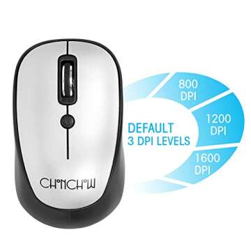 Wireless USB Keyboard and Mouse Combo 2.4GHz Receiver CHONCHOW Full Size 107 Keys Ergonomic Portable Engry-Saving Design Compatible with Windows iOS Laptop Mac Desktop Computer(Silivery and White)