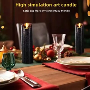 Hausware Set of 9 Flameless Candles Battery Operated LED Real Wax Flickering Electric Candles with Remote Control Timer for Wedding Birthday Halloween Christmas Decorations (Black Color)