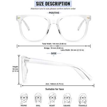 PANNER Oversized Blue Light Blocker Glasses Reduce Eye Strain