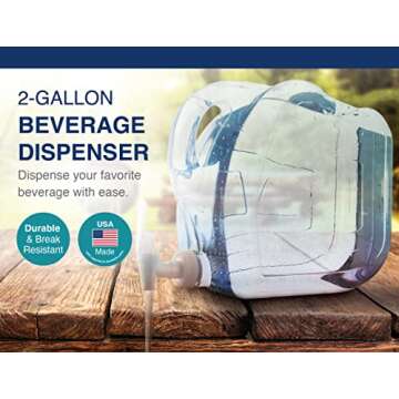 Arrow Home Products Ultra Drink Dispenser for Fridge, 2 Gallon - BPA Free, with Easy-Pour Spout and ...