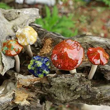 Danmu Garden Decor, 4pcs (Random Color) Ceramic Mushroom for Garden, Yard, Fairy Garden - Lawn Ornament Décor, Pottery Ornament 4.52" in Height