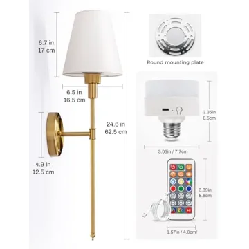 Elegant Rechargeable Wall Sconces - Easy Install & Remote Control