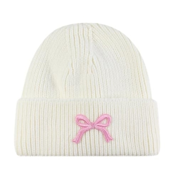 Licupiee Women Bow Beanie Hat: Cute Winter Knit Caps 2024 with Bowknot