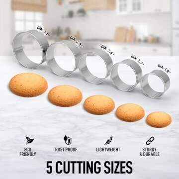 Zulay Round Cookie Cutters - Durable Stainless Steel Set