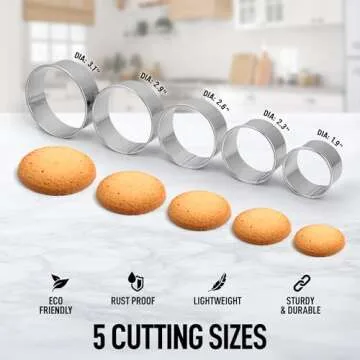 Zulay Round Cookie Cutters - Durable Stainless Steel Set