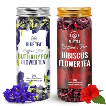 BLUE TEA - COMBO - Butterfly Pea Flower Tea (0.88 OZ) and Hibiscus Flower Tea (1.76 OZ) | ANTIOXIDAN...
