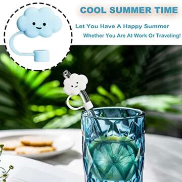 2023 New Straw Cover Cloud, 12Pcs Silicone Straw Protector, Splash Proof Tips, Reusable Drinking Straw Lids for Bottle Accessories