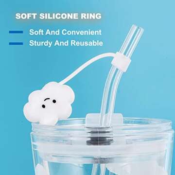 2023 New Straw Cover Cloud, 12Pcs Silicone Straw Protector, Splash Proof Tips, Reusable Drinking Straw Lids for Bottle Accessories