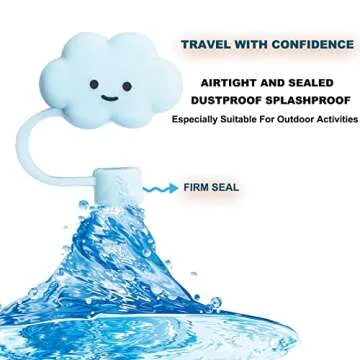 2023 New Straw Cover Cloud, 12Pcs Silicone Straw Protector, Splash Proof Tips, Reusable Drinking Straw Lids for Bottle Accessories