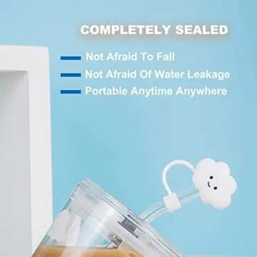 2023 New Straw Cover Cloud, 12Pcs Silicone Straw Protector, Splash Proof Tips, Reusable Drinking Straw Lids for Bottle Accessories