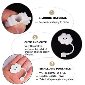2023 New Straw Cover Cloud, 12Pcs Silicone Straw Protector, Splash Proof Tips, Reusable Drinking Straw Lids for Bottle Accessories