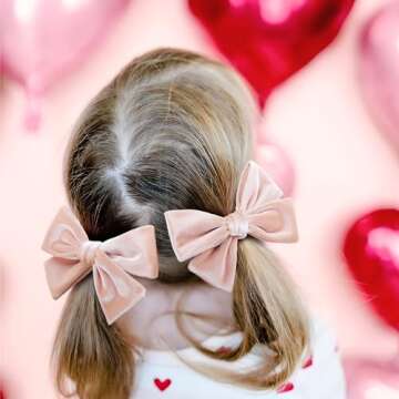 Velvet Hair Bows Alligator Clips for Girls Pink Bow Clip for Hair Bowknot Alligator Barrettes Baby Girls Hair Accessories Pink Bows Toddlers Kids