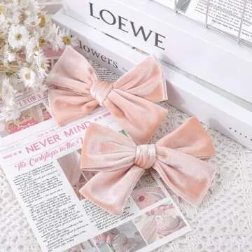 Velvet Hair Bows Alligator Clips for Girls Pink Bow Clip for Hair Bowknot Alligator Barrettes Baby Girls Hair Accessories Pink Bows Toddlers Kids