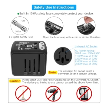 SAUNORCH Universal Travel Power Adapter with USB Ports