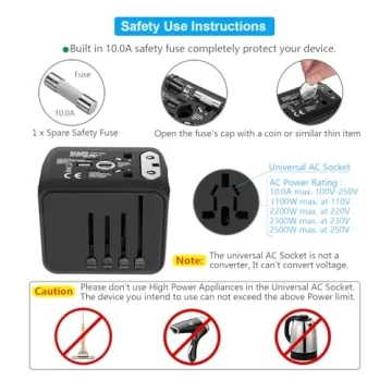 SAUNORCH Universal Travel Power Adapter with USB Ports