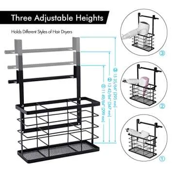 KES Hair Dryer Holder with Towel Bar for Maximum Storage