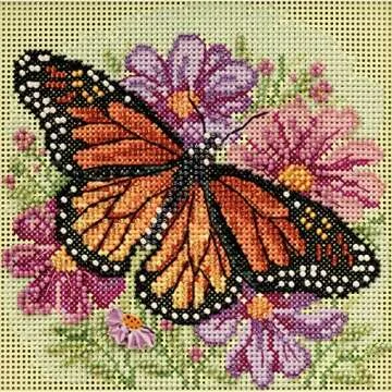 Winged Monarch Butterfly Beaded Cross Stitch Kit Mill Hill