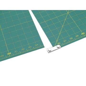 OLFA 35" x 70" Connecting Grid Rotary Cutting Mat Set (RM-CLIPS/3) - Self Healing Double Sided 35x70 Inch Cutting Mat with Grid for Fabric & Sewing, Designed for Use with Rotary Cutters (Green)