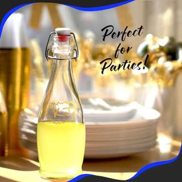 Nevlers Set of 6| 17 oz Glass Bottle Set with Airtight Swing Top Stoppers | Home Brewing Bottles for Kombucha - Beer - Water Kefir - Limoncello | Swing Top Glass Bottles Includes Brush Funnel & Marker