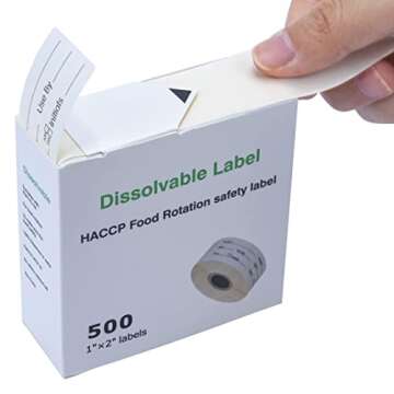 L LIKED 500 Dissolvable Food Storage Labels - 1 x 2 Inch