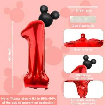 LEBERY 40 Inch Mouse Number Balloon Set for Celebrations