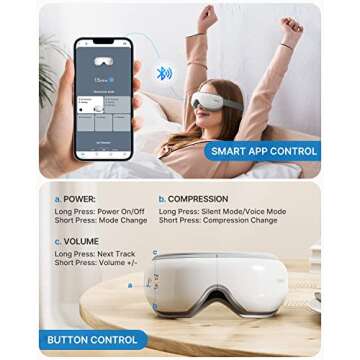 RENPHO FSA/HSA Eligible Eye Massager with App Control, Face Massager for Migraine Relief, Sleep Eye Mask Massage Setting with DIY Mode, Eye Care for Eye Strain, Dry Eye, Birthday Gifts