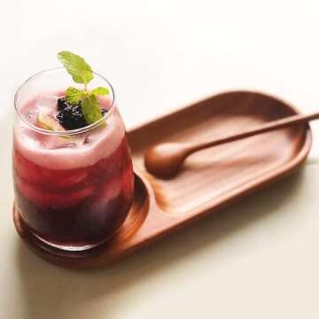 VieWood Wood Serving Tray, 2-Compartment Wood Platters, Wooden Plates for Drinks, Cupcakes, Sushi, F...